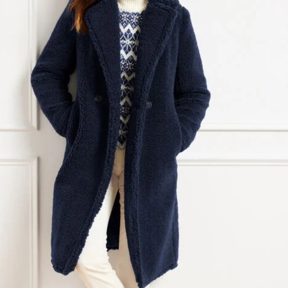 Brand new indigo blue Sherpa teddy coat